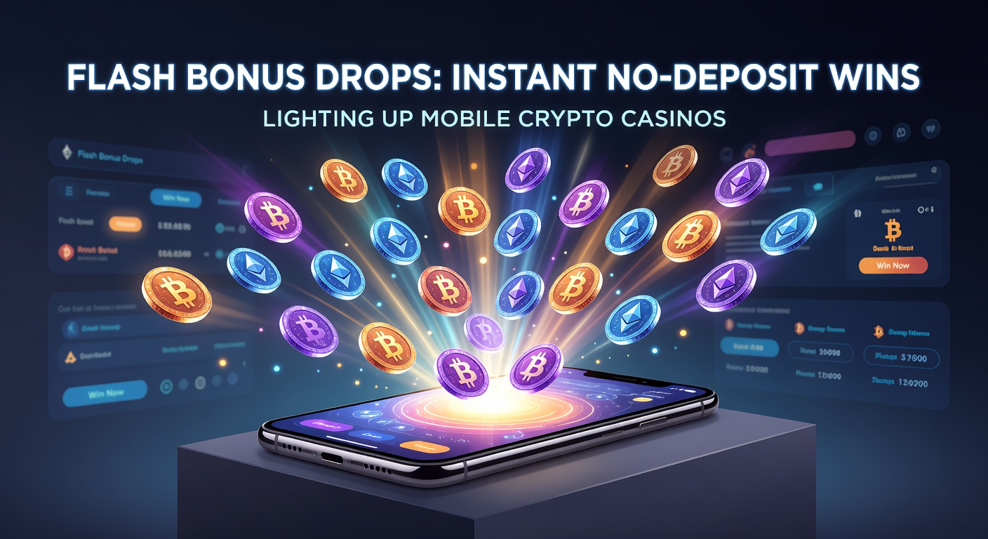 Mobile phone screen displaying a flash bonus drop notification in a crypto casino app, with instant win credits popping up
