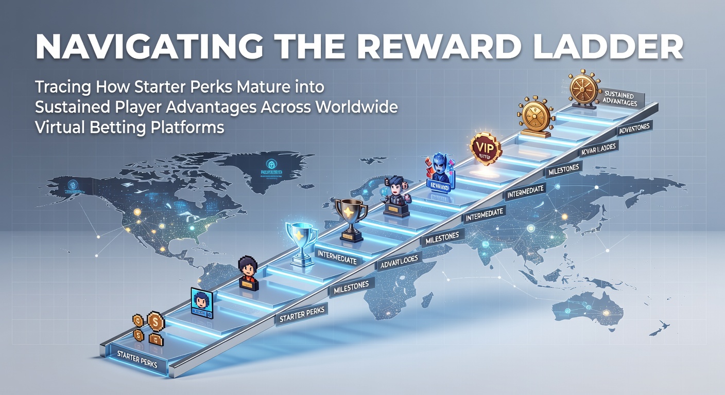 Illustration of reward progression ladder showing initial casino bonuses evolving into long-term player loyalty tiers on virtual betting platforms