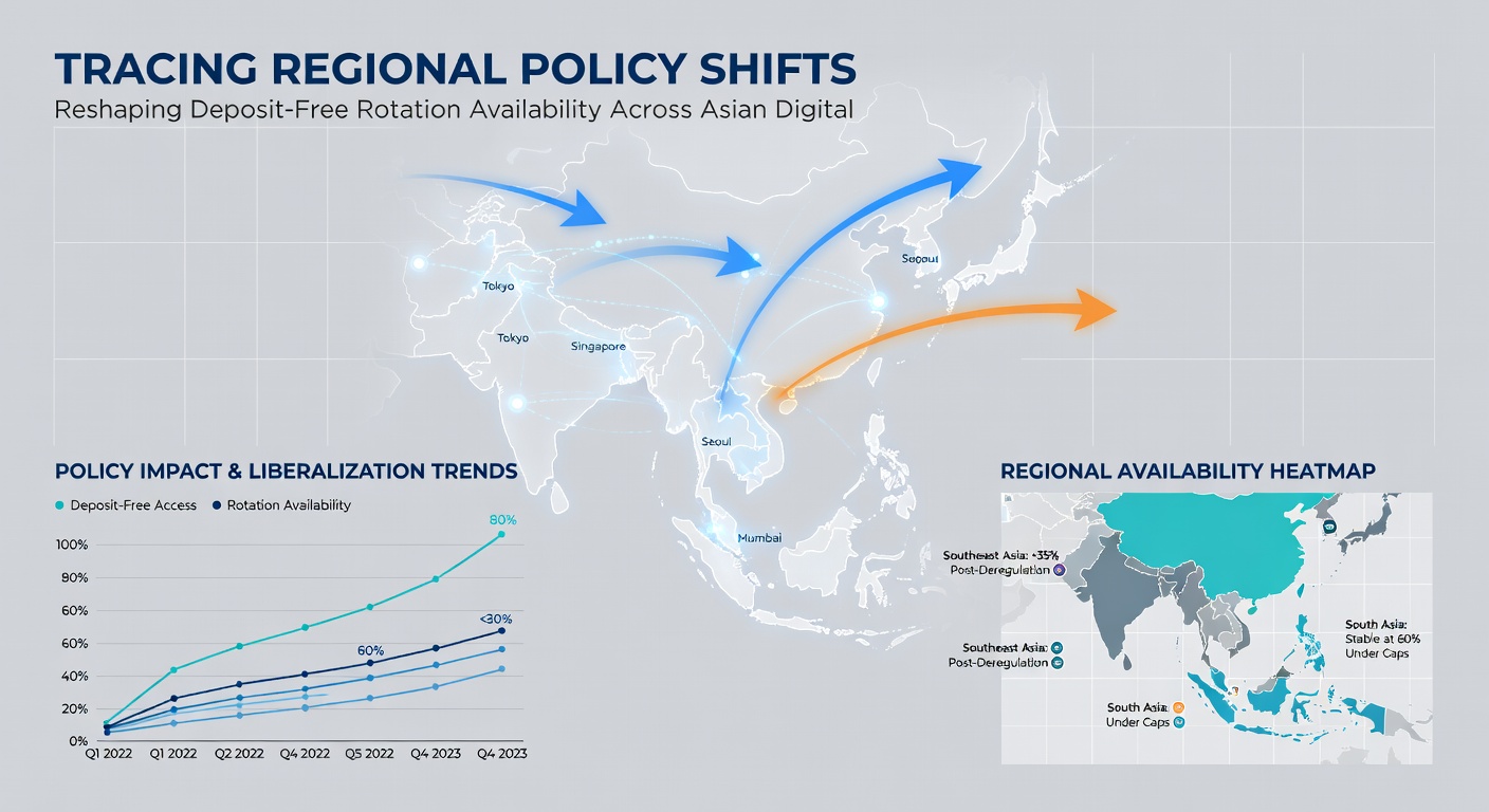 Digital dashboard showing policy compliance filters for deposit-free rotations across Asian markets