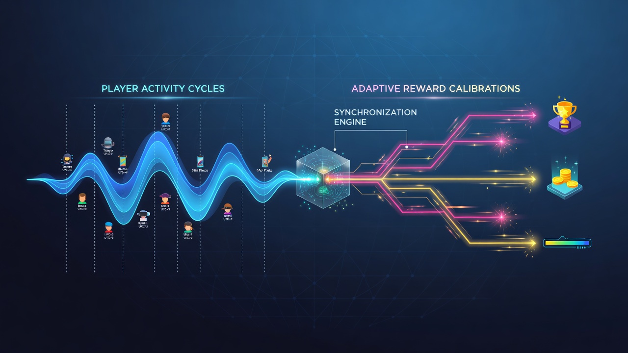Data visualization showing player activity cycles aligned with reward calibration adjustments across global platforms