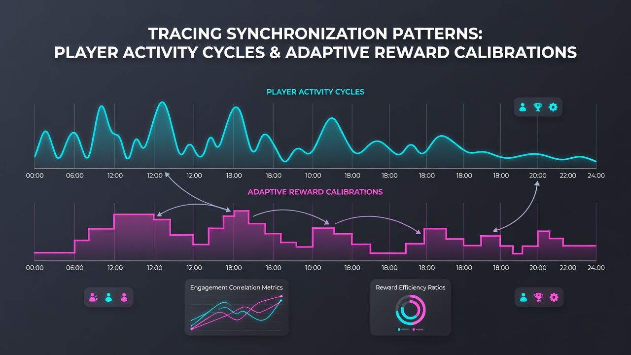 Network diagram illustrating synchronization between global player cycles and dynamic reward adjustments
